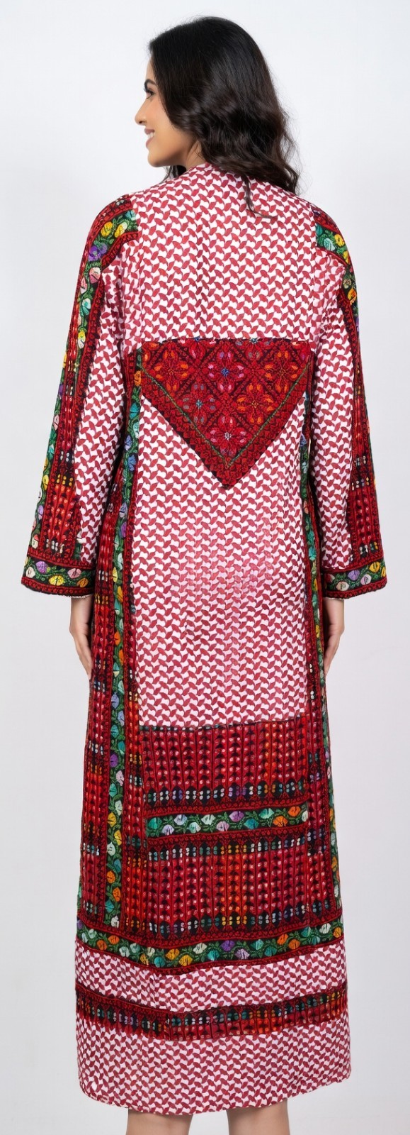 Authentic Jordanian Thobe Hand Embroidered Tatreez Traditional Red Maxi Dress