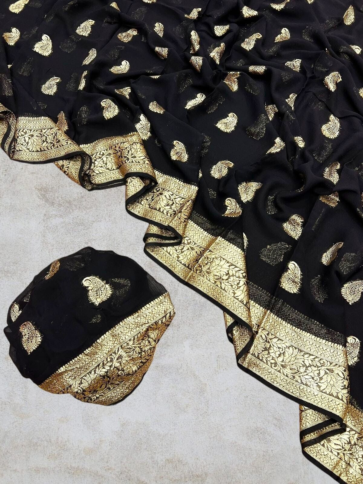 Pure Viscose Georgette Saree,Fancy Zari & Jacquard Border Saree,Silk Saree