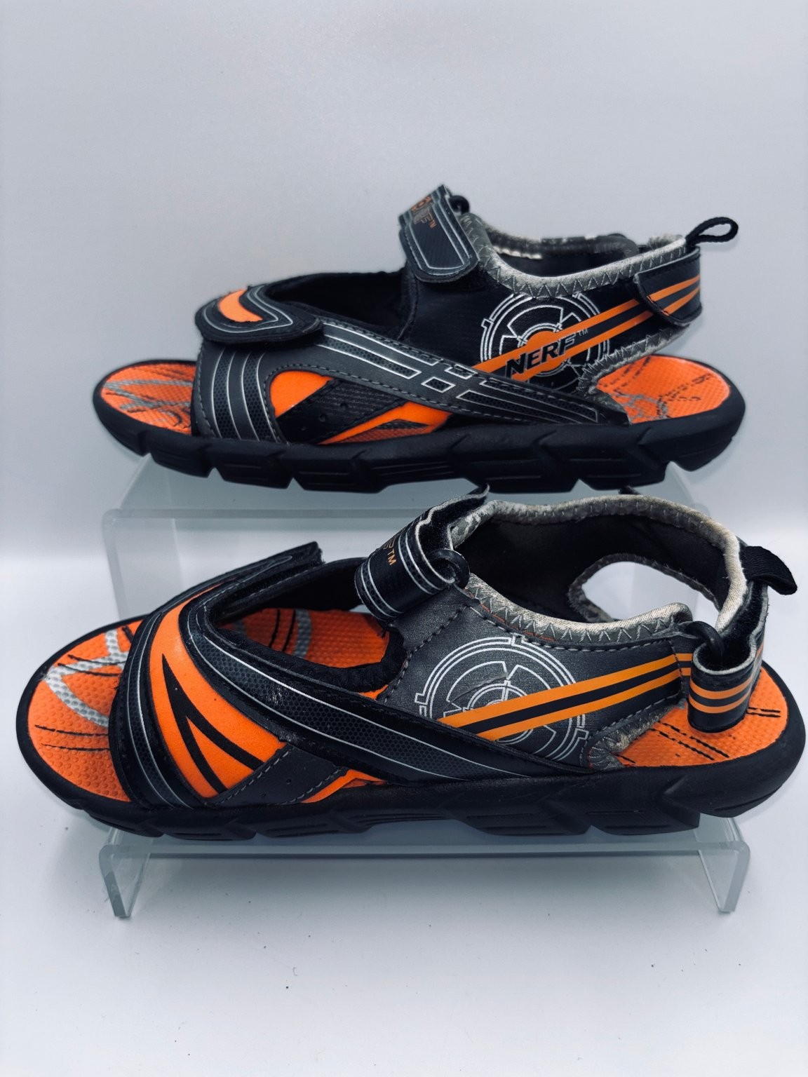 NERF Boys Sandals Size 6 Black Orange Water Shoes Active
