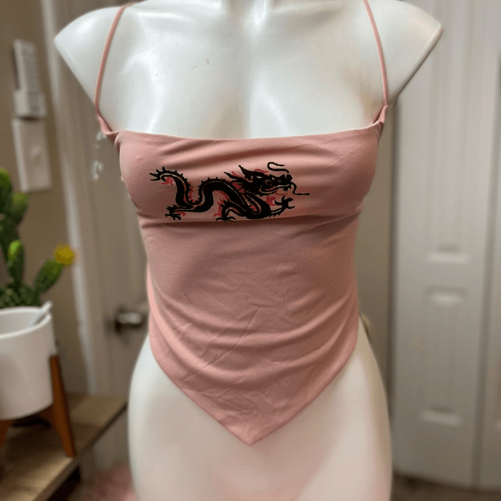 Orange kiss pink Crop top size large