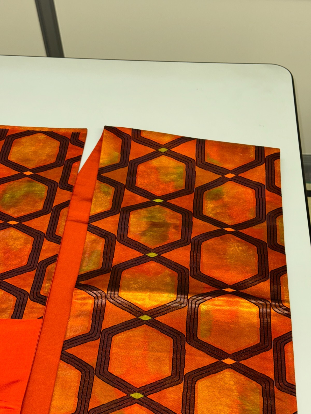 Japanese Vintage Kimono Fukuro Obi silk Orange expensive tradition 170×12.2in