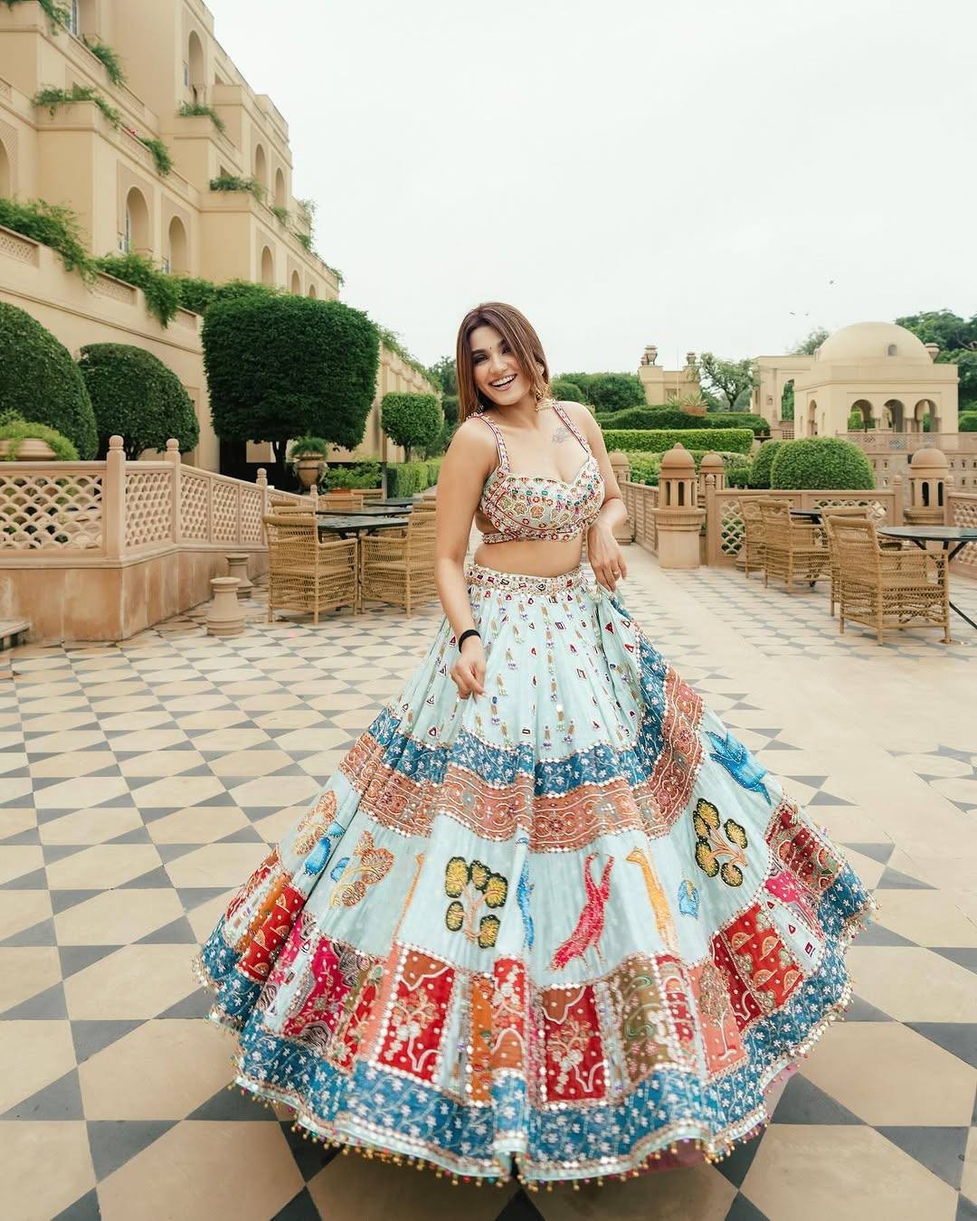 Navaratri Special Silk Lehenga Choli & Dupatta In Digital Print By Aadat Export
