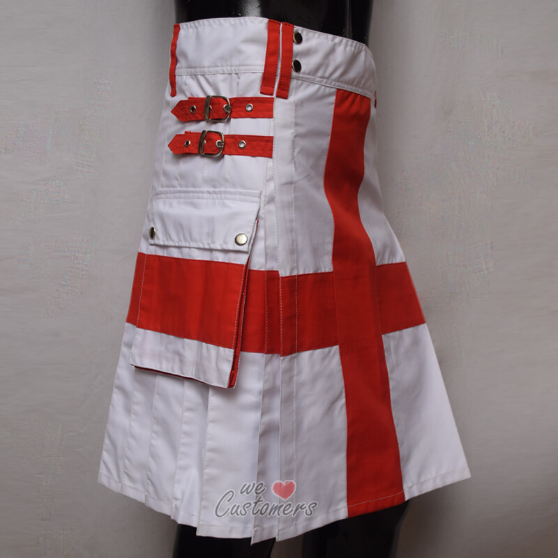 New St George’s Cross English Flag Utility Kilt Cotton Washable 2 side pockets