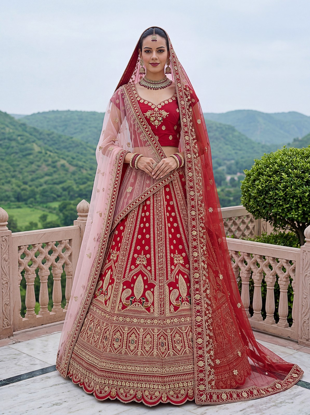 Women’s Silk Lehenga Choli Peacock Embroidery Wedding Party Festive Outfit
