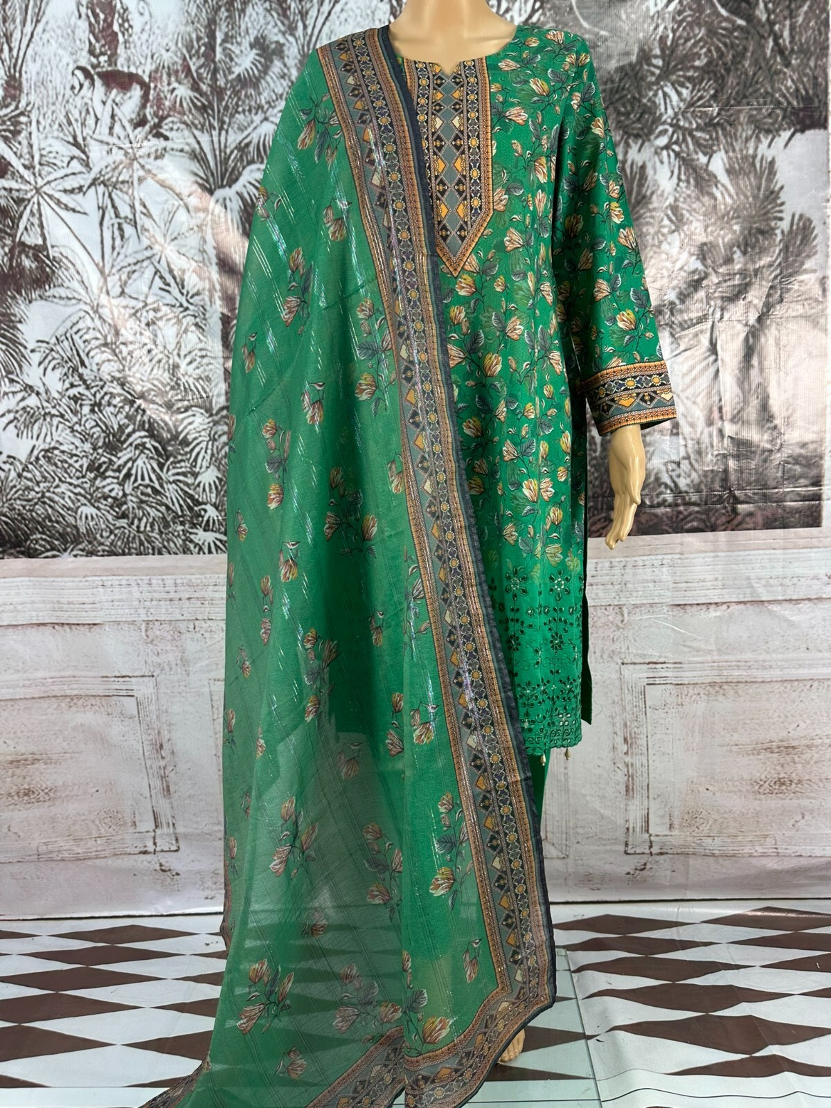 MTF GUL-E-BAHAR DIGITAL PRINTED EMBROIDERED CHIKANKARI 3 PIECE READY TO WEAR