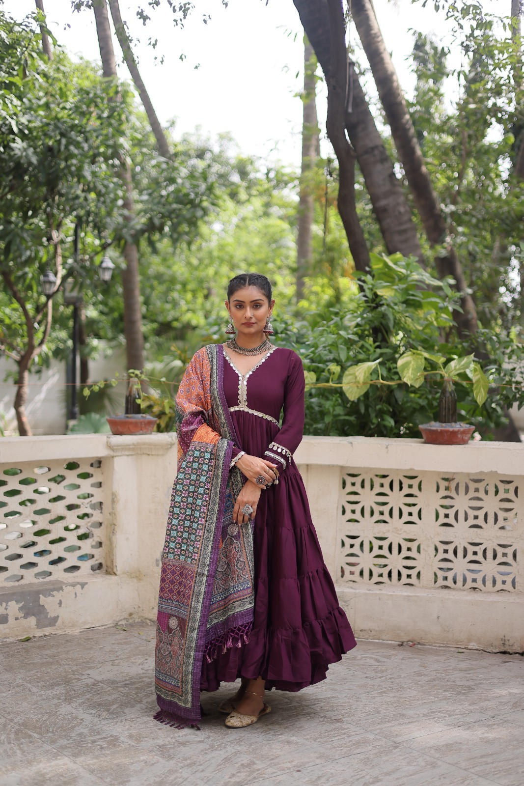New Presenting Faux Roman Palazzo Suit With Dupatta For Wedding & Party