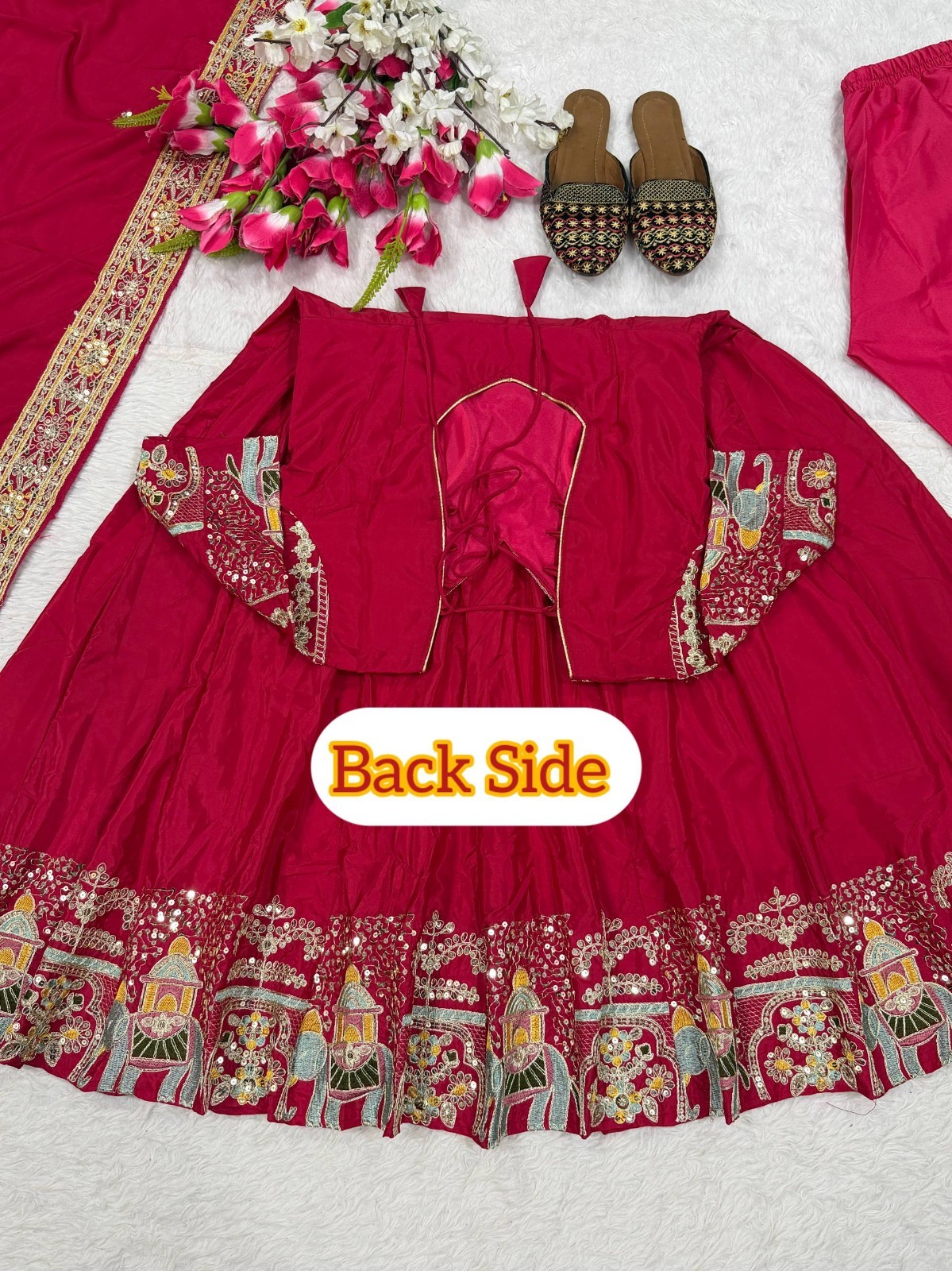 Latest Natural Crepe Pink Gown Bottom With Dupatta For Indian Functional Wear