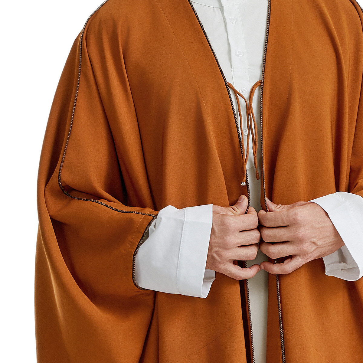 Arab Men Solid Color Abaya Muslim Thobe Thawb Kaftan Man Islamic Loose Cardigan