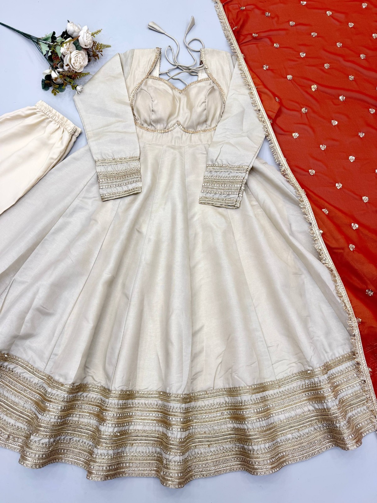Function Wear Heavy Cosmos Gold Salwar Kameez With Georgette Dupatta For Women