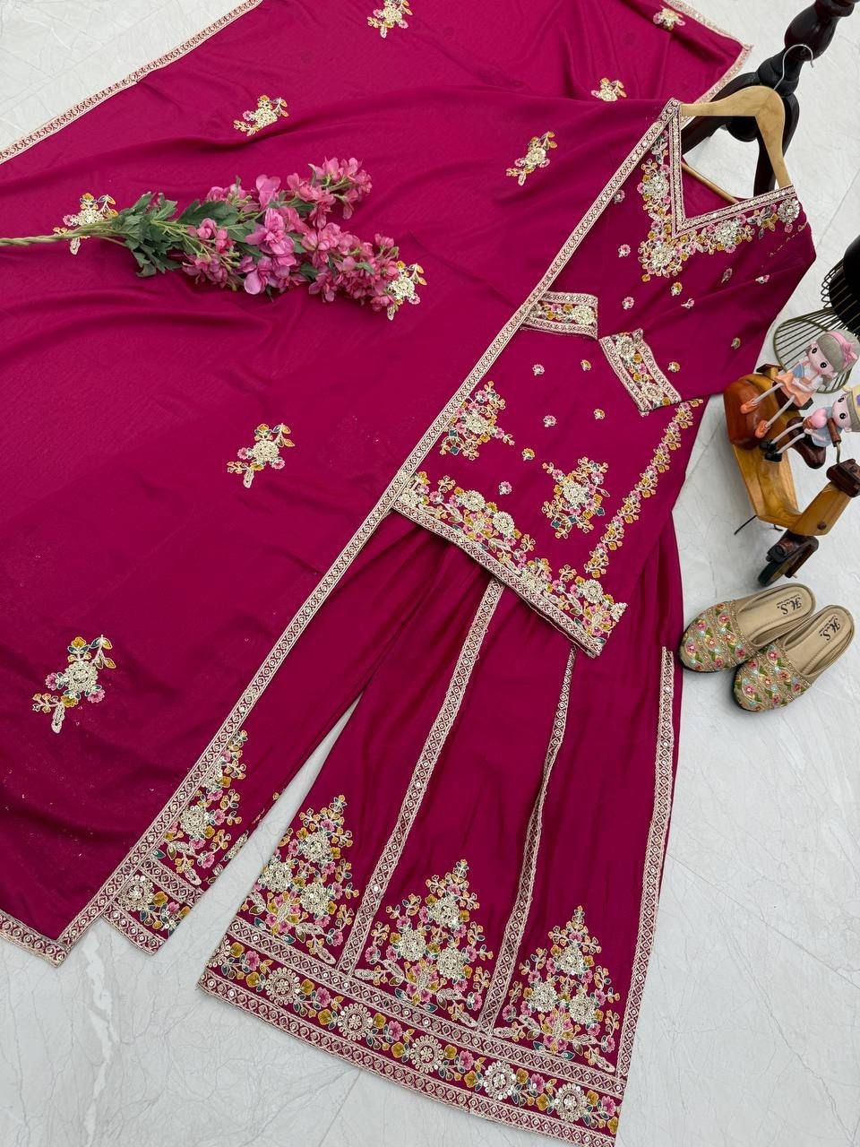 New Designer Party Top Sharara & Dupatta Set
