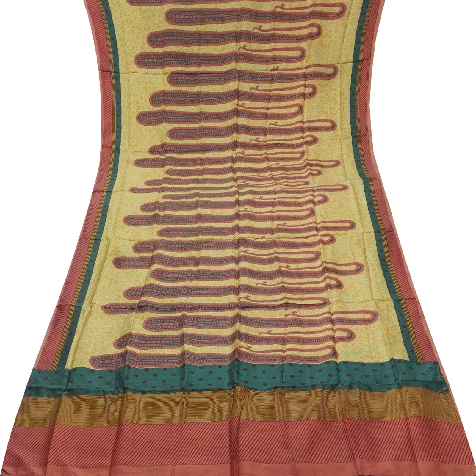 Namaste Vintage Brown Sarees 100% Pure Silk Printed Indian Sari 5YD Craft Fabric