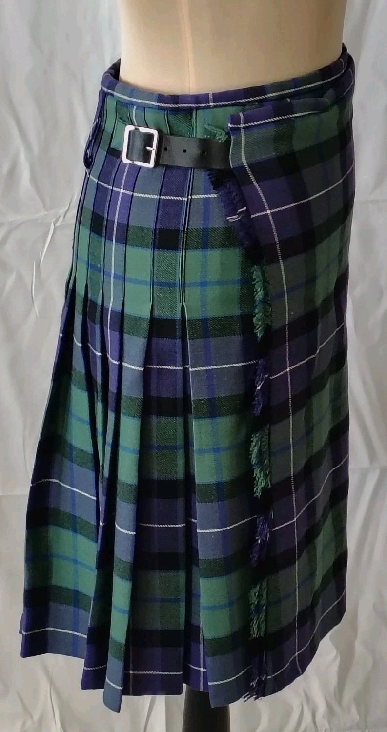 John Morrison Kilt Maker 100% Wool YOUTH 11-12 Purple Green Blue Black Tartan