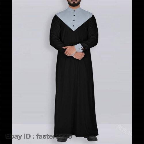 Men’s National Costume Long Sleeve Muslim Clothing Arab Kaftan Long Dress Robe
