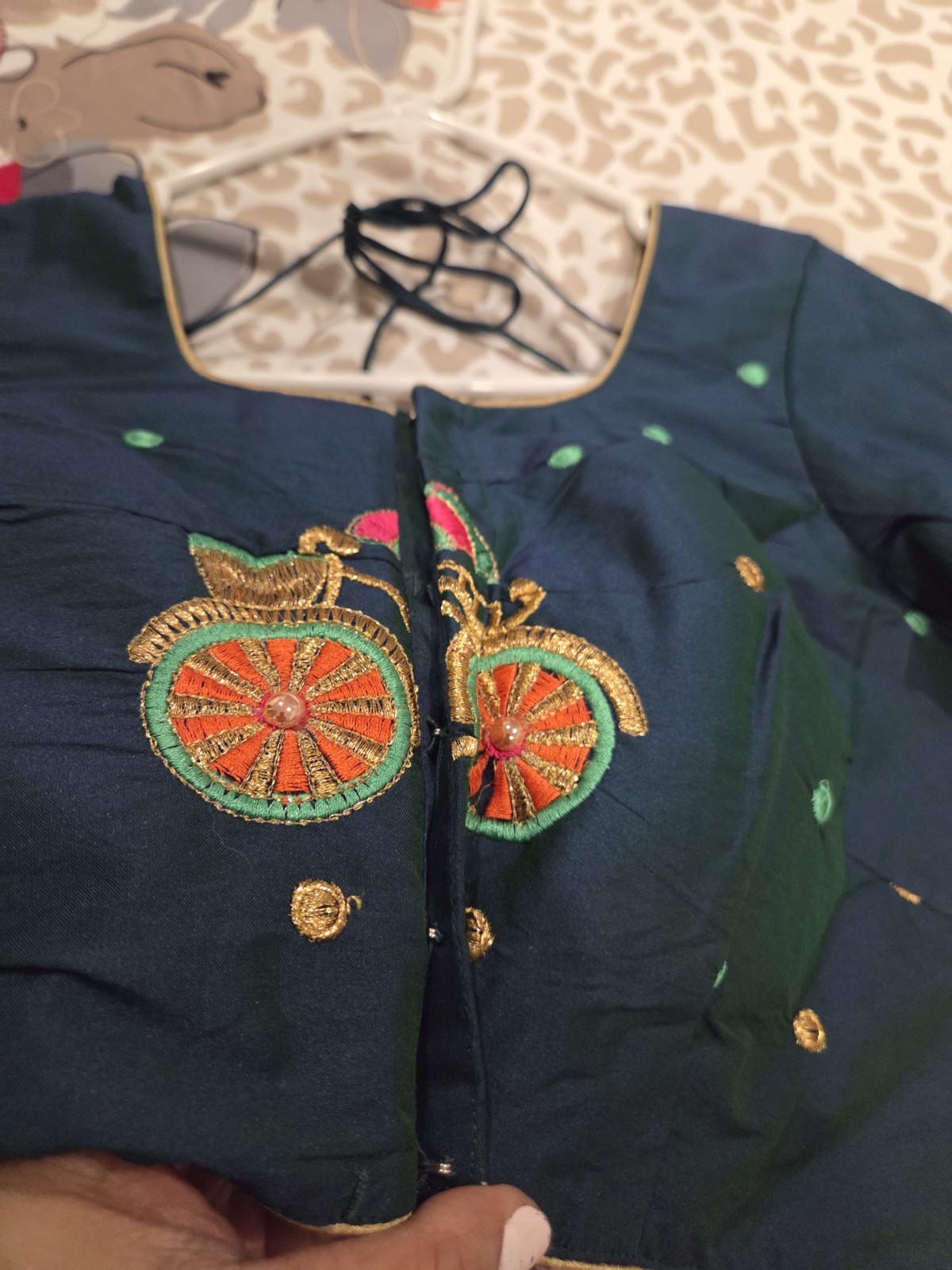 Designer Lehenga Embroided 3 Pcs Choli With Latke & Dupatta Forest Green NEW S-M