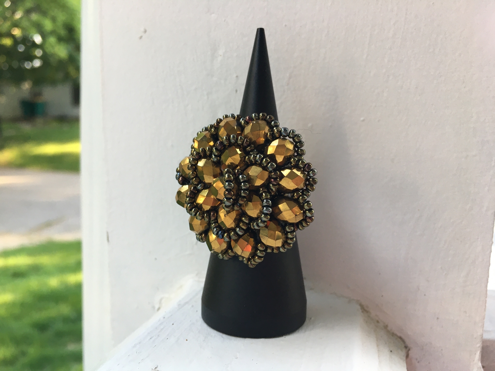 Handmade Mexican Huichol Bead Flower Ring – Anillo Mexicano – Artesanias