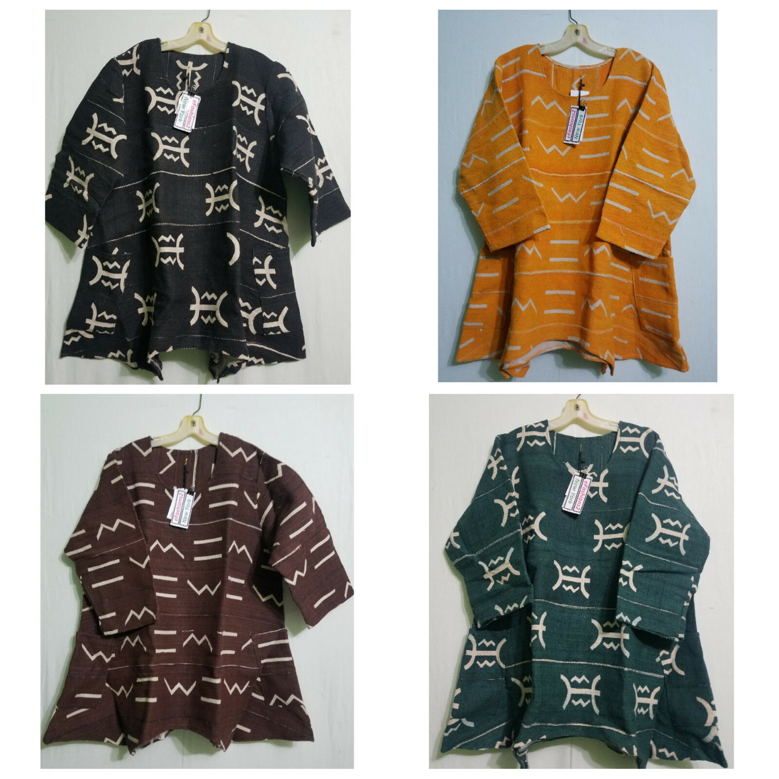 Men Women MudCloth Organic Cotton blouse top Dashiki shirt Free Size 50″ around