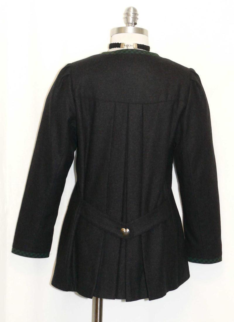 BLACK~WOOL Women German PLEATED Winter HEARTS Evening Riding Dress JACKET 38 8 S