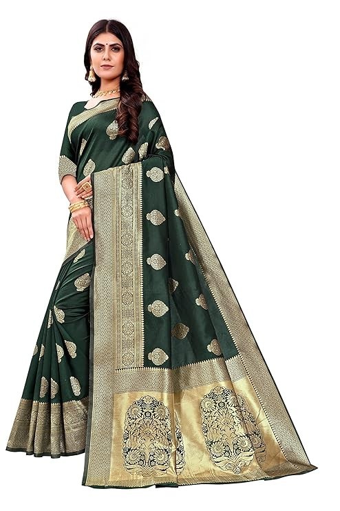 Women’s Pure Kanjivaram Silk Saree Soft Design With Blouse Piece For Wedding