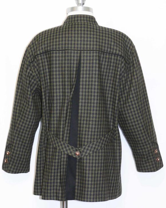 TWEED WOOL Jacket GREEN & BLACK PLAID Women German Hunting Show Coat B43″ 12 M