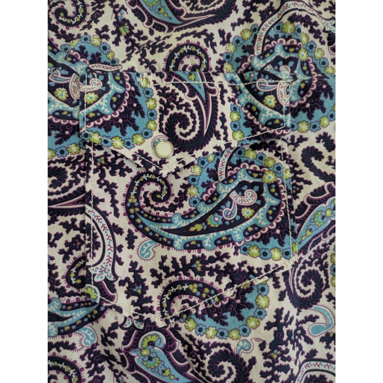 Rough Stock by Panhandle Slim Purple Paisley Pearl Snap Western Shirt Men’s S