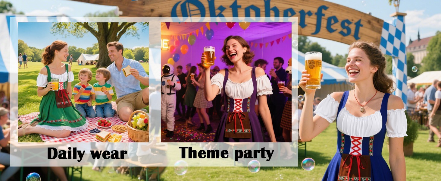 Women’s Oktoberfest Costume Velvet German Bavarian Dress Halloween Carnival LARG