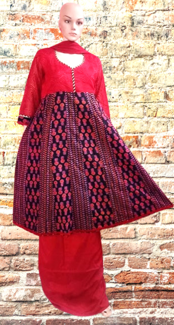 Indian Pakistani Bollywood Designer Party Wear Cotton Anarkali Gown Set -M