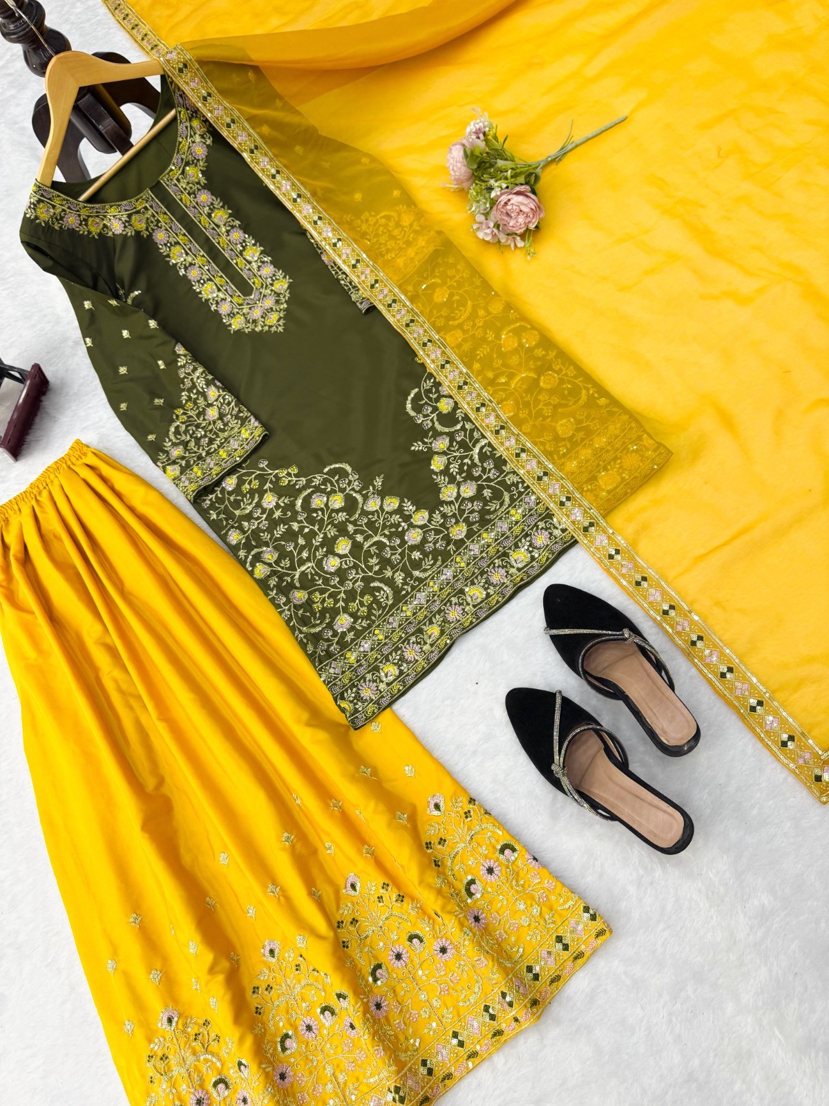 SALWAR KAMEEZ INDIAN PAKISTANI WEDDING PARTY DRESS PALAZZO SHARARA PLAZZO SUIT