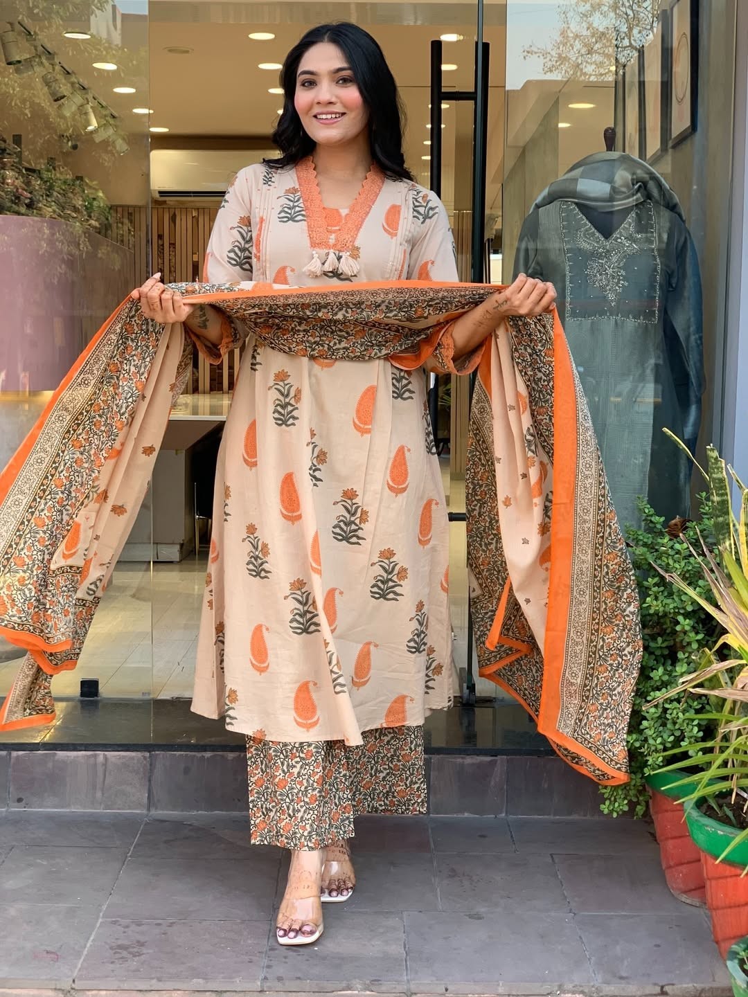 Beautiful Blockprinted Aline Kurta Palazzo Dupattas Set Indian Women’s Kurti Set