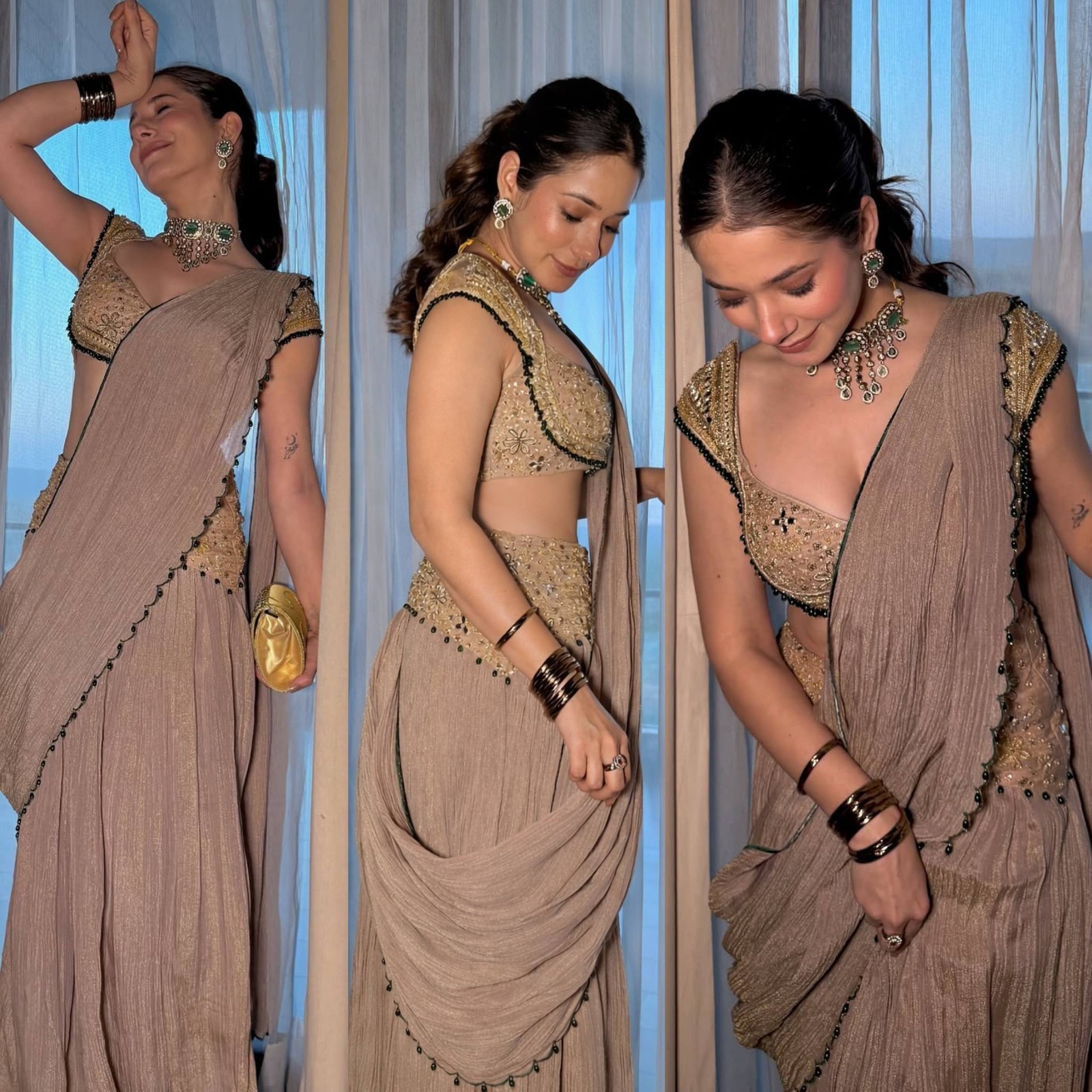 Ready to Wear Saree Faux Georgette Mirror Work Party Wedding Festive Wear India