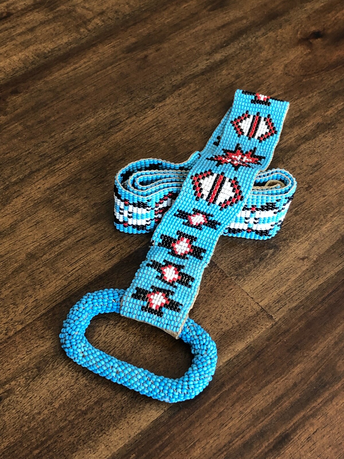 Vintage Southwest Blue-Turquoise Seed Bead BELT Native American Design: S: Small