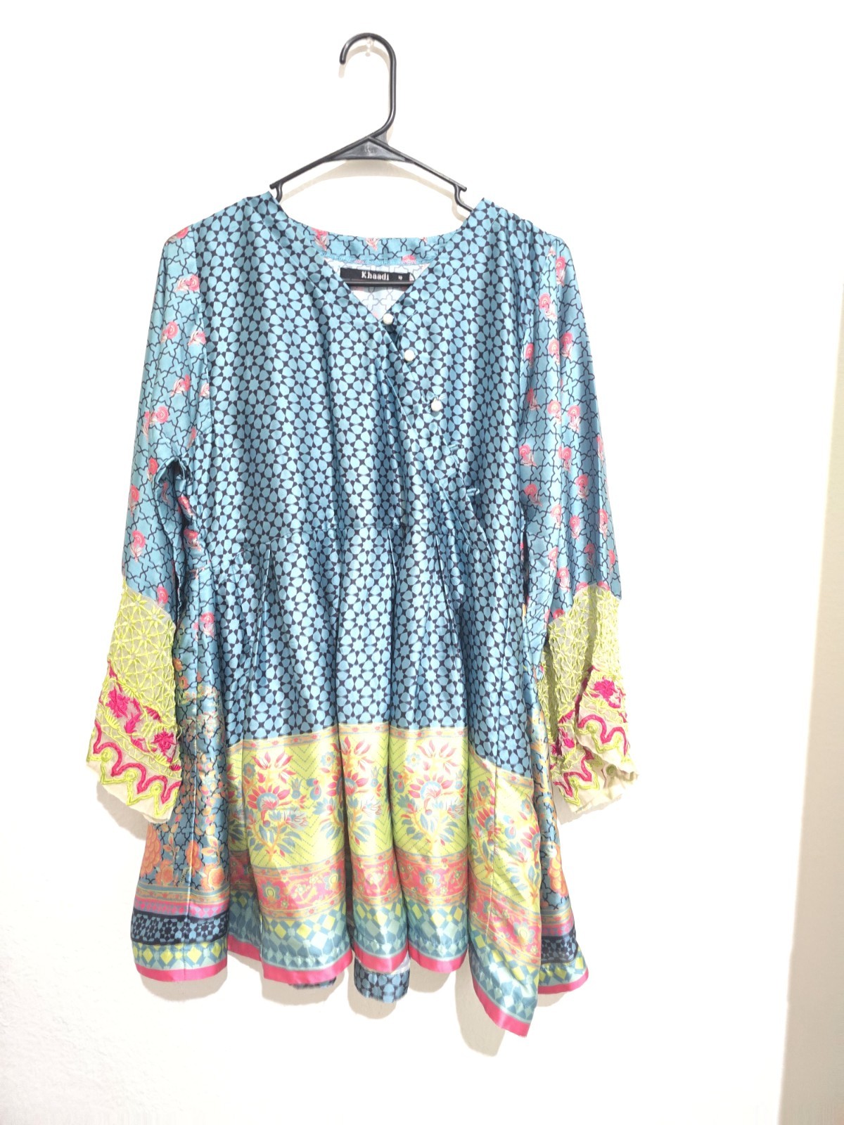Khaadi Women’s Printed Kurta/Kurti Cotton Chiffon Multi-Color Size 10
