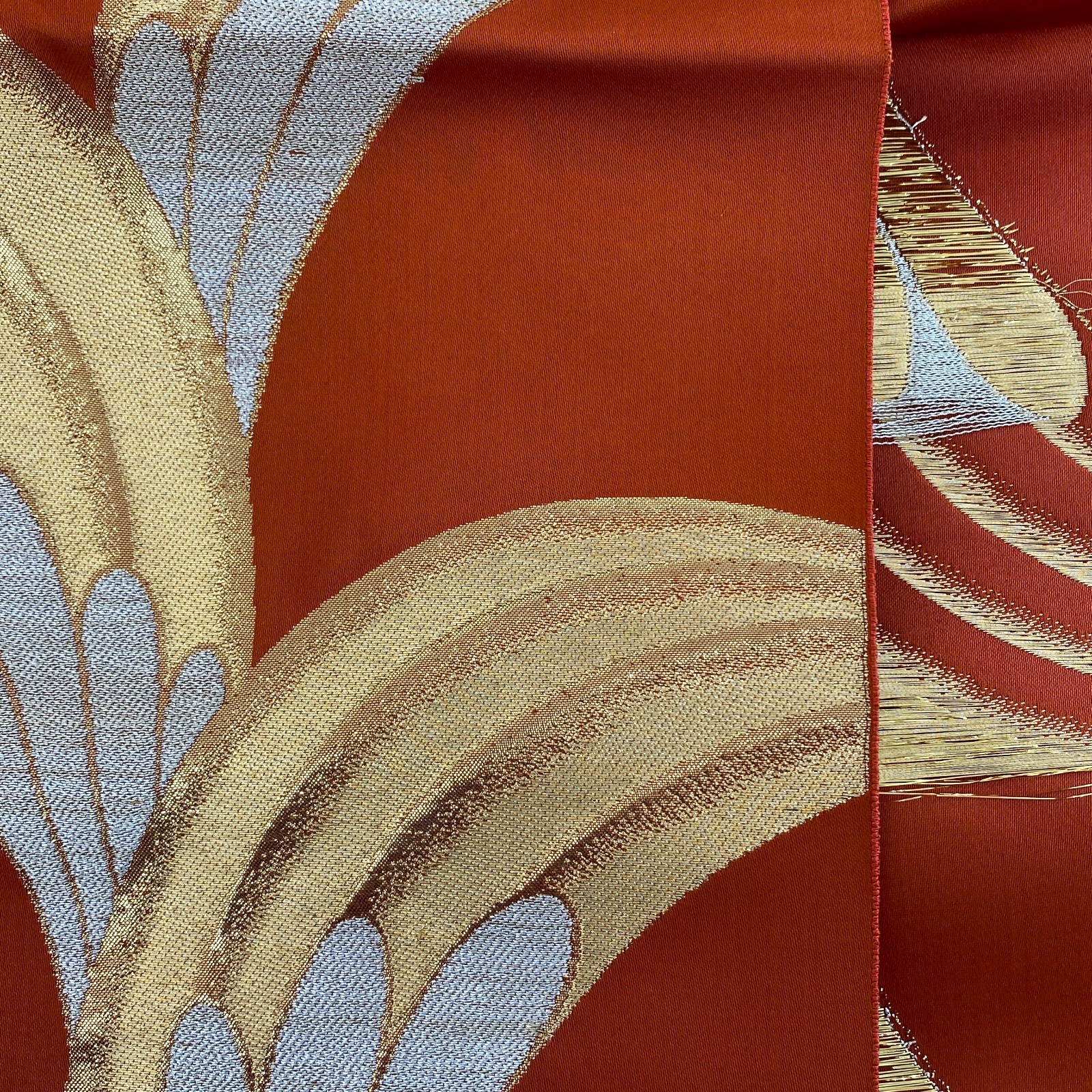 Japanese Vintage Kimono Nagoya Obi Silk Brown Traditional Authentic 141 x11 in
