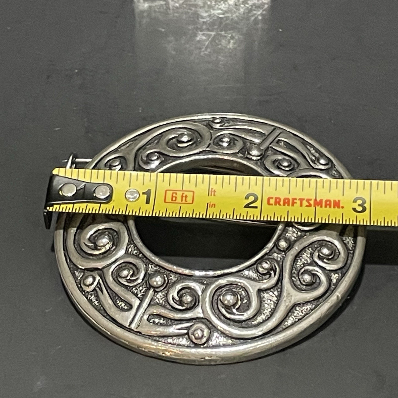 Celtic Kilt Penannular Brooch Signed Clothing Latch Metal Symbol Functional Gift