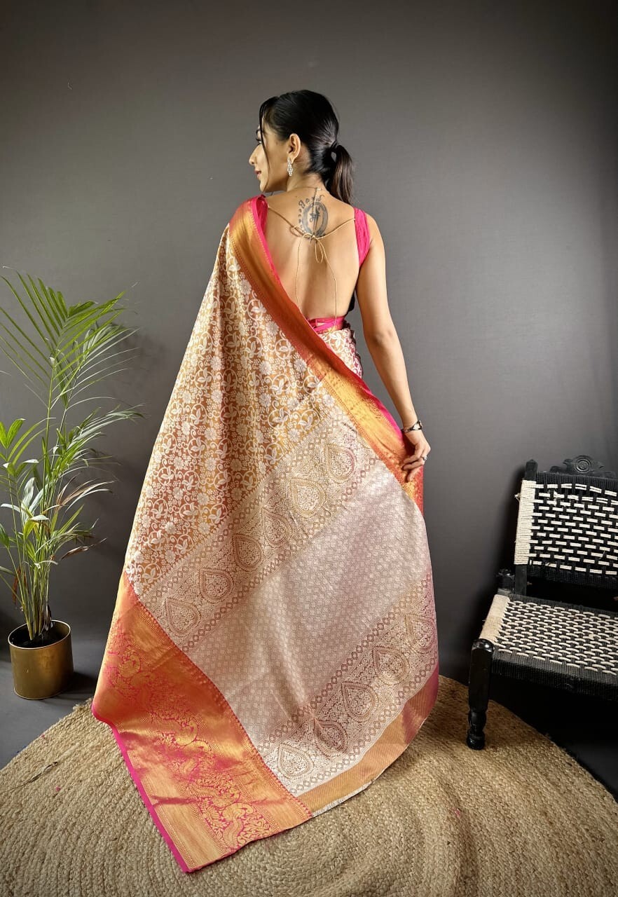 Tissue Silk Fabric Saree Blouse Dress Wedding Night Party Wear Casual Trending