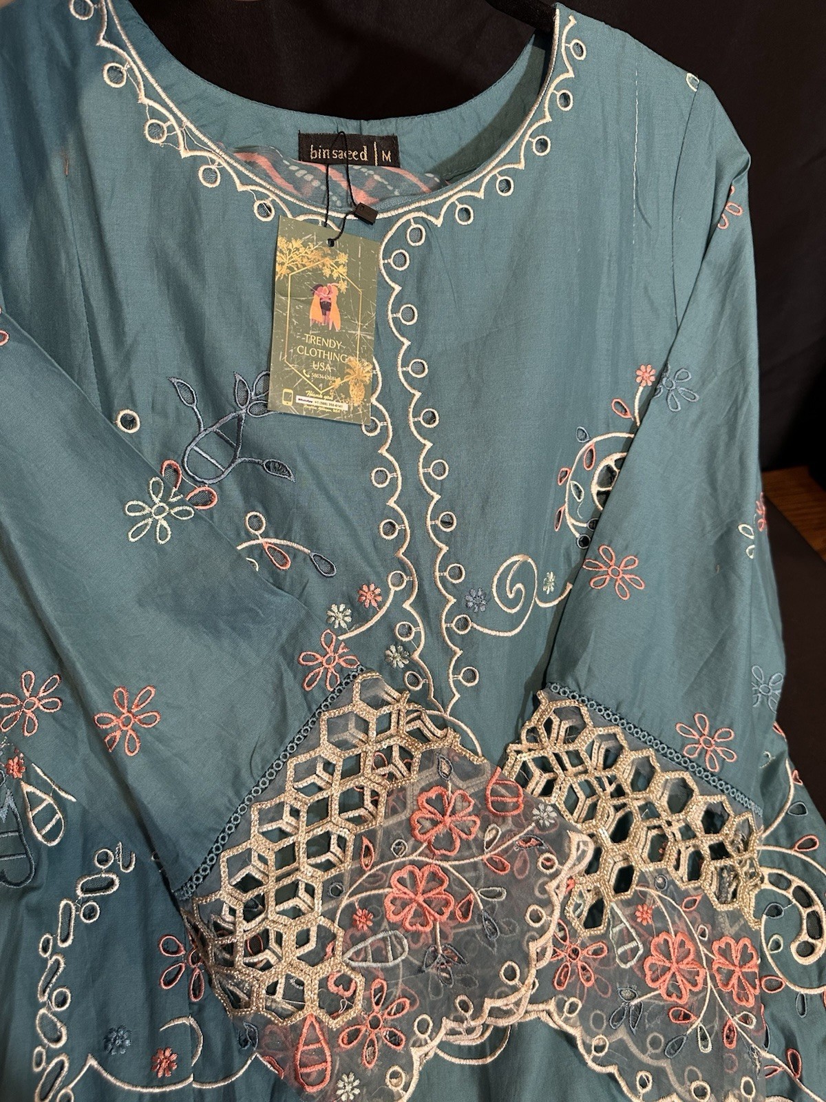 Bin Saeed Beautiful Cutwork Emb 2 Pc Suit-Chiffon Dupatta-M & L- $44 ‼️ Sale