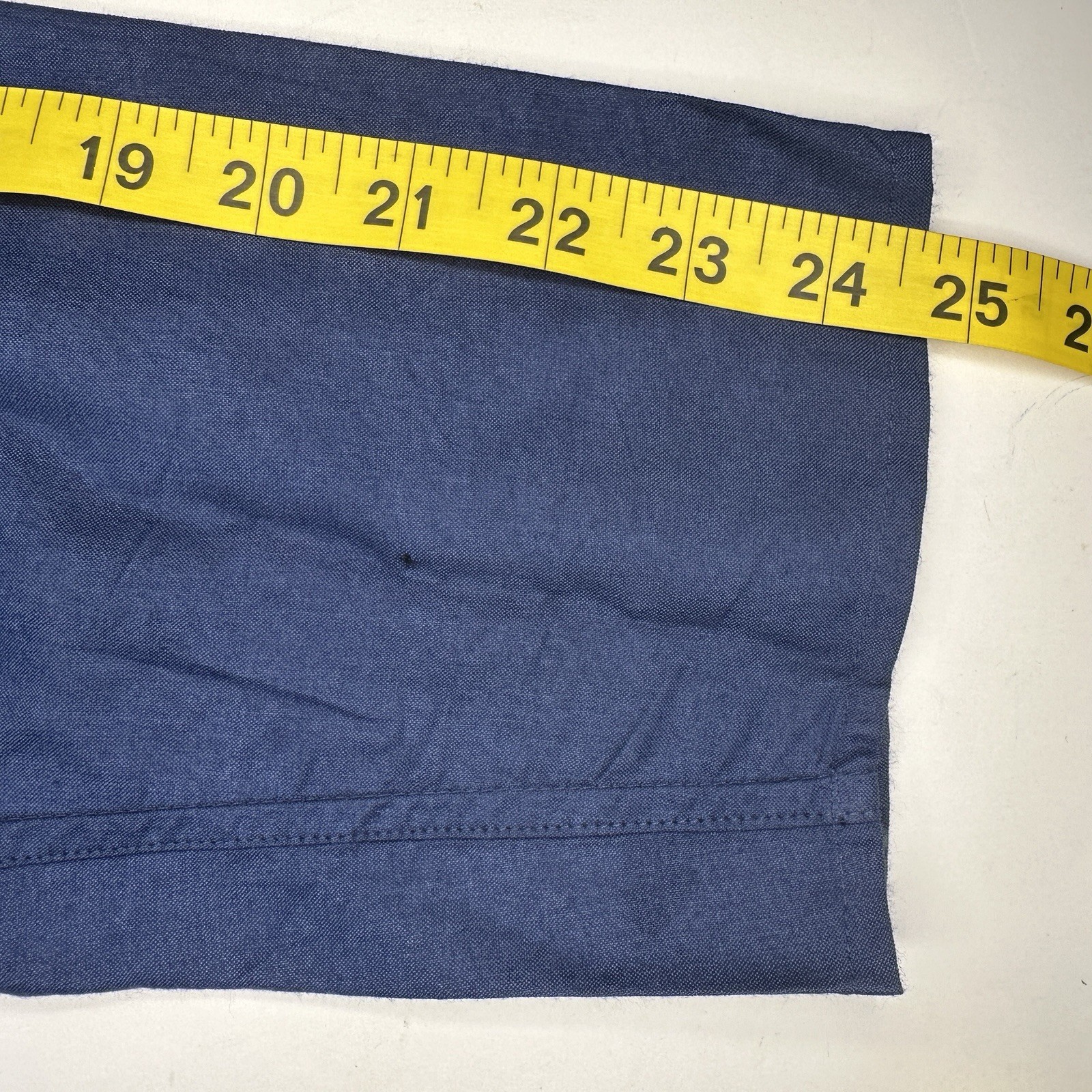 Fabindia Men’s Kurta Fitted 38 Pleated Silk Blend Button Front Pockets Navy Blue