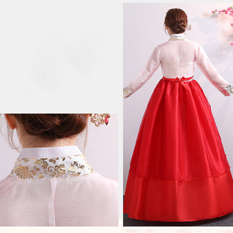 Korean Traditional Costume Women Hanbok Dress Set Performance Dance Clothing.