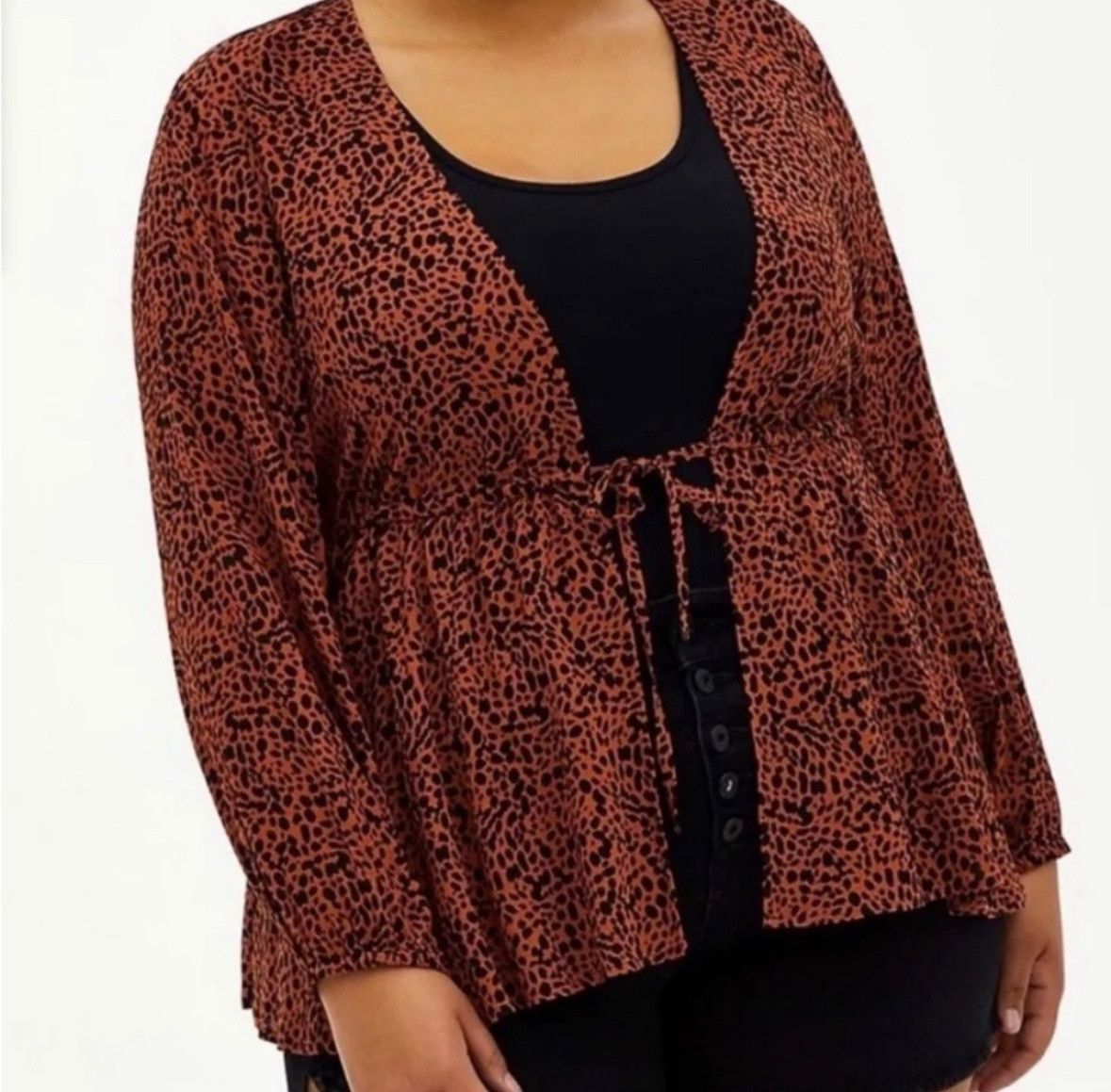 Torrid Tie-Front Midi Kimono Cheetah plus size 3(3X 22/24) new