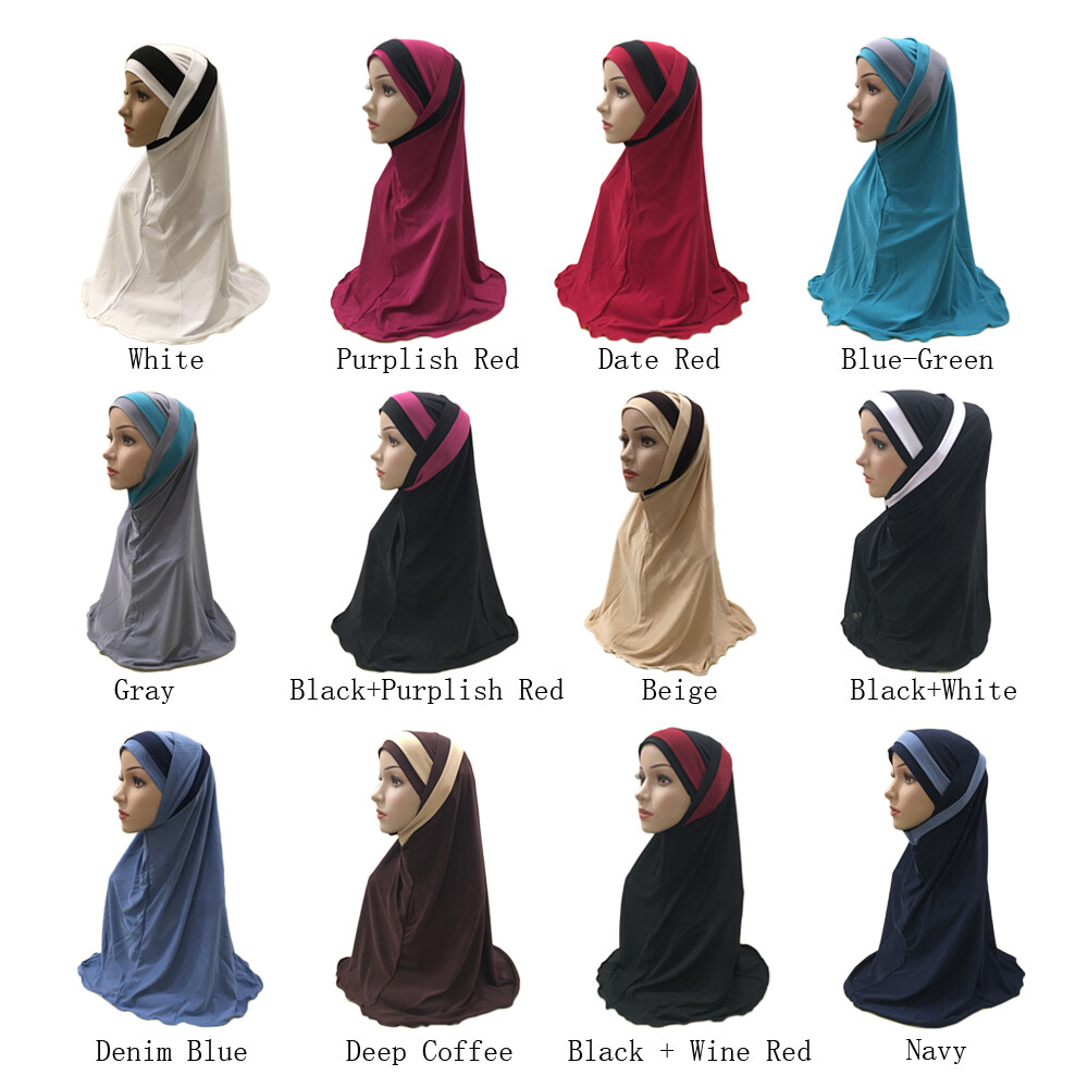 2 Piece Al Amira Hijab Islamic Prayer Hijabs Head Scarf Muslim Women Cap Shawls