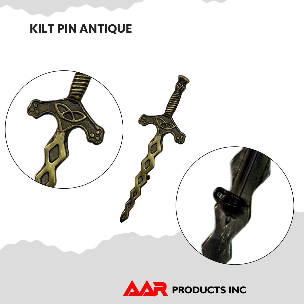 Kilt Pin Scottish Crest Highland Celtic Sword Kilts Pin 4″ Antique Finish AAR