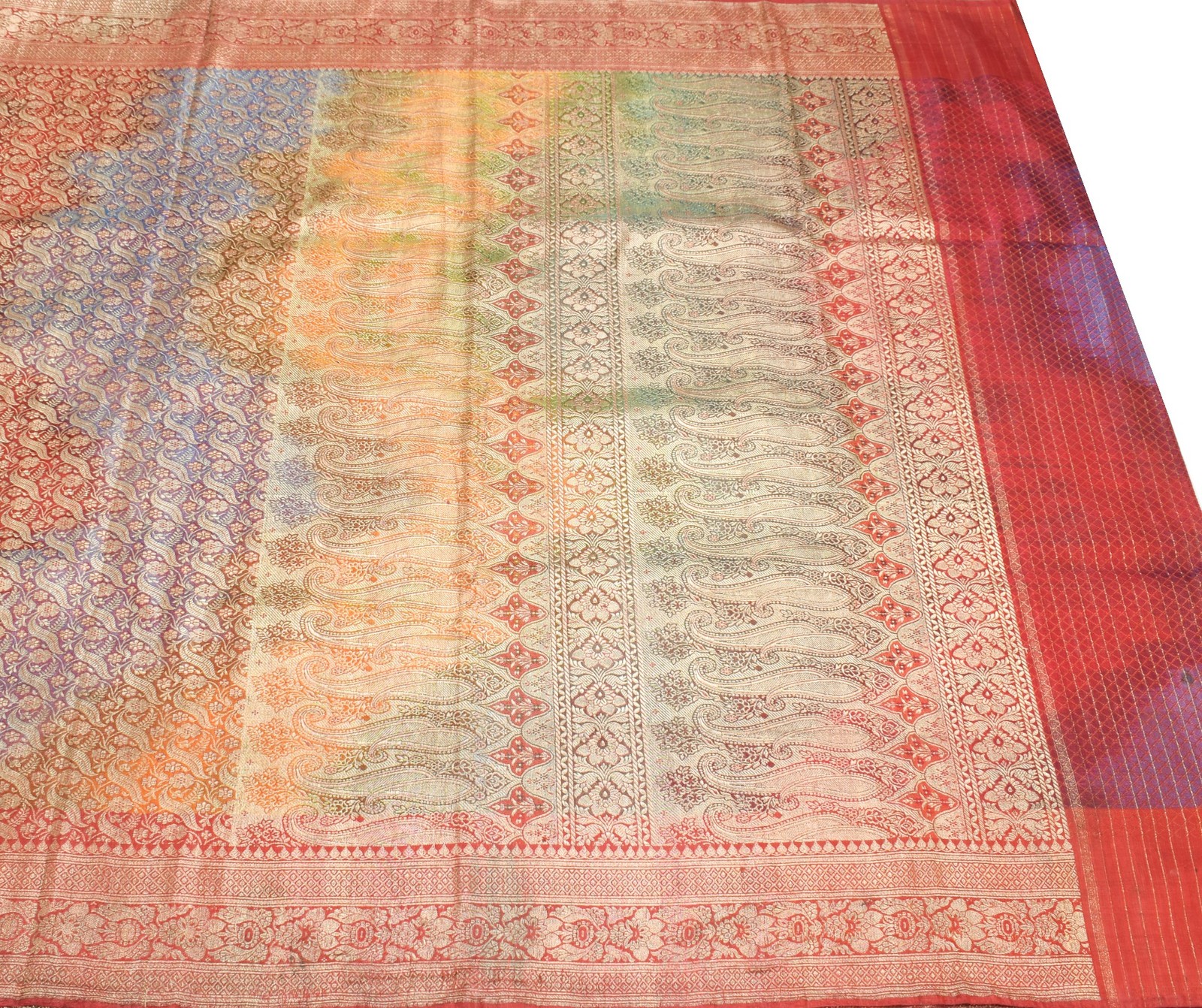 Sushila Vintage Heavy Saree Blend Satin Silk Banarasi Brocade Woven Sari Fabric