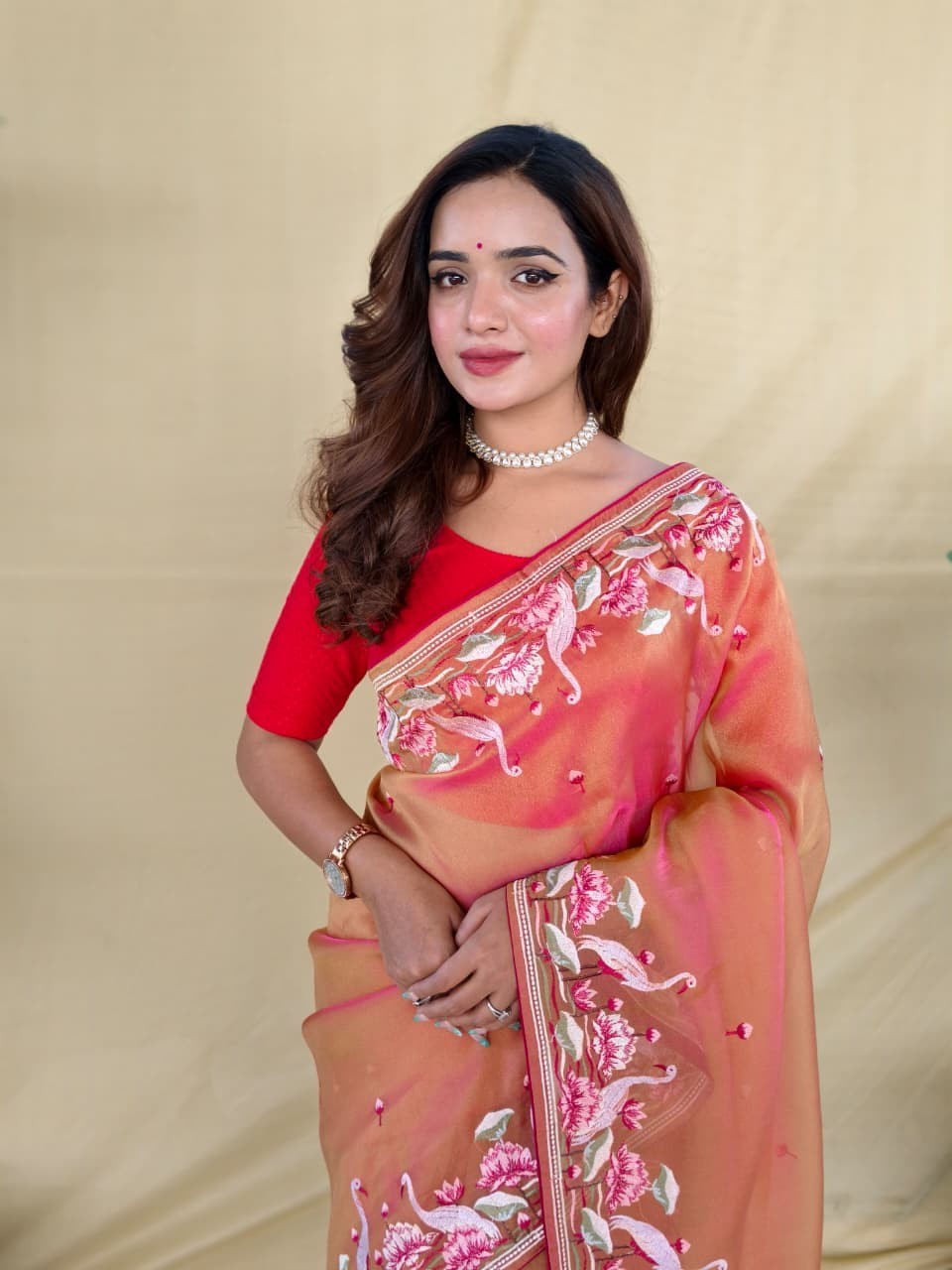 Women’s Royal Silk Saree Dual Tone Zari Embroidered Designer Indian Ethnic Sari