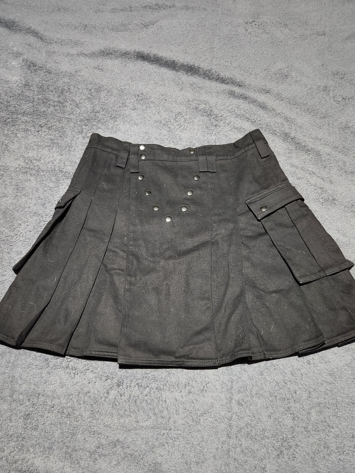 Vintage Mens Y2K Pride Utility Kilt Size 38 Black Denim Snaps Pockets