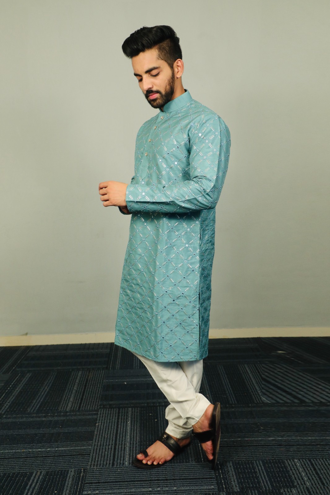 Indo Western Pathani Suit Kurta Pajama Ethnic Festive Fashion Party Wear For Men