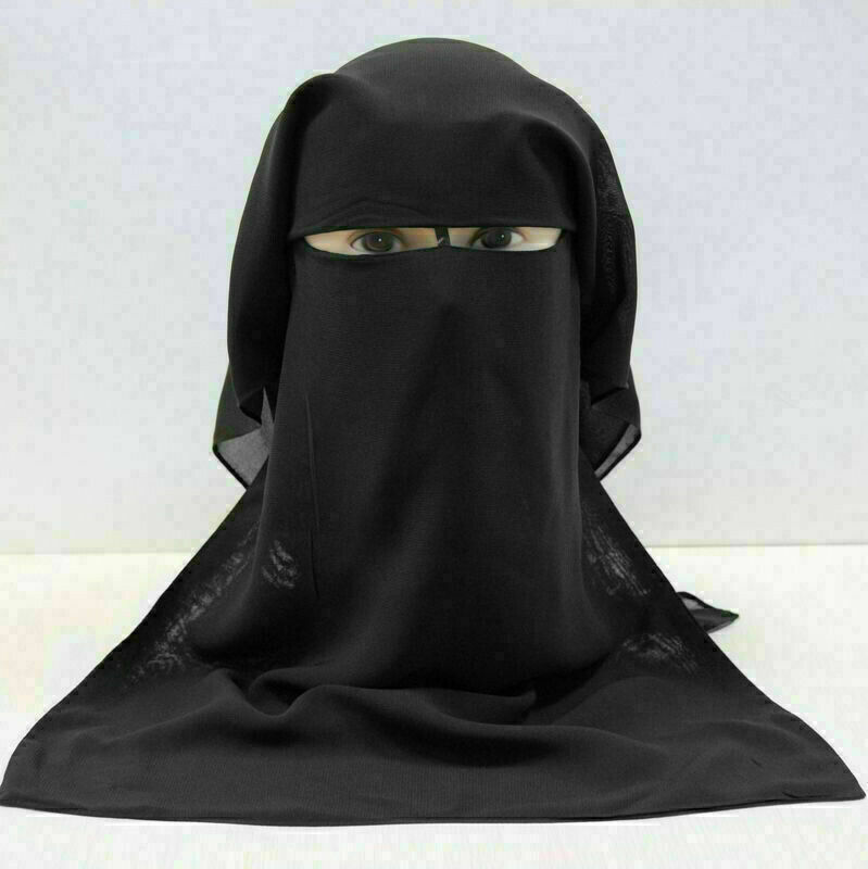 NIQAB MUSLIM HIJAB/NOSE PIECE THREE LAYER ISLAMIC BLACK COLOUR