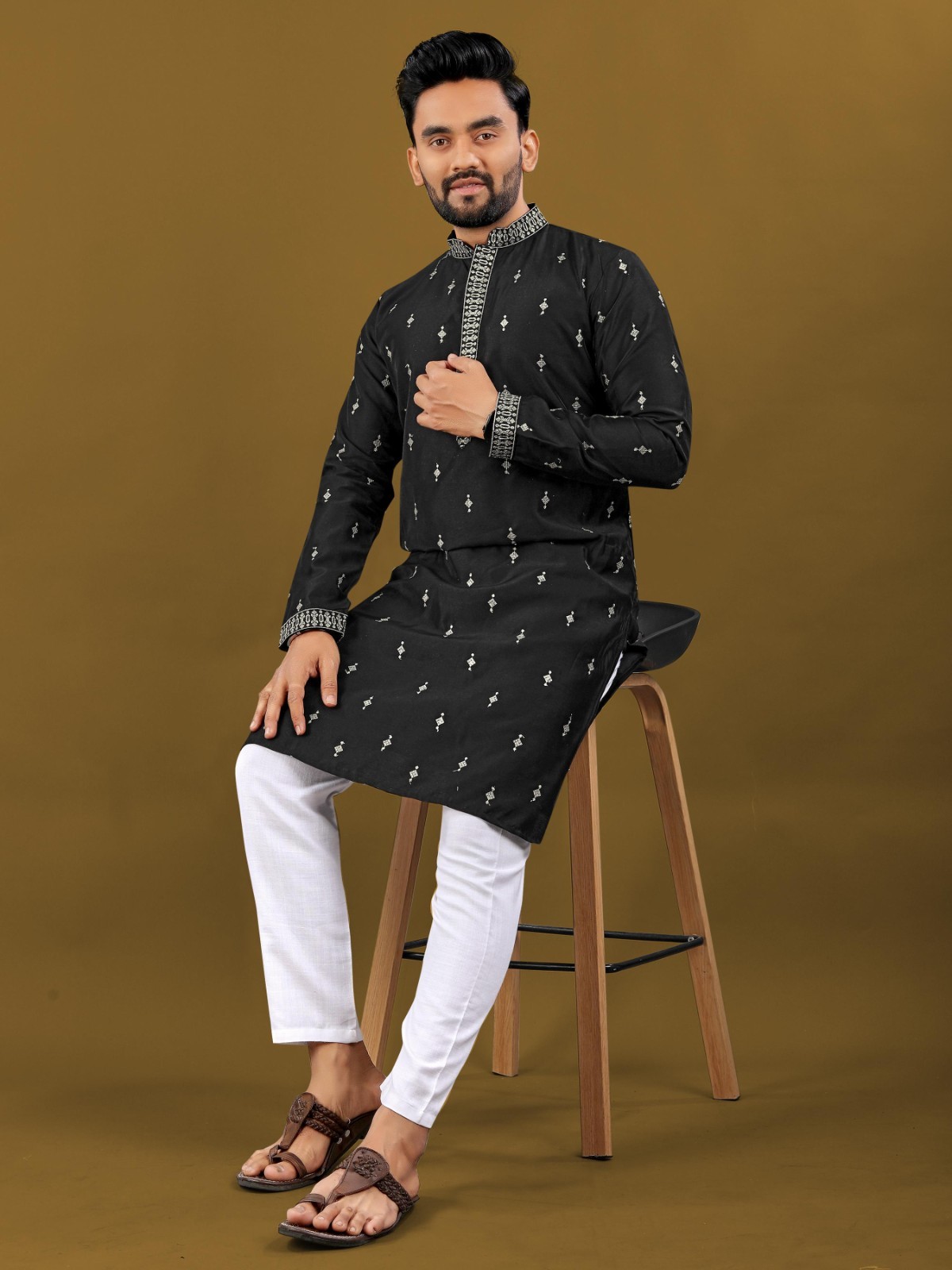 Men Kurta Set Pakistani Kurta Pyjama Indian Suits Sherwani Wedding Party Groom L