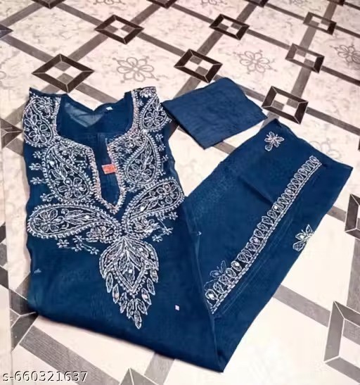 Readymade Chikankari Mirror Work Kurti For Women’s Party Festive Outfit Gift