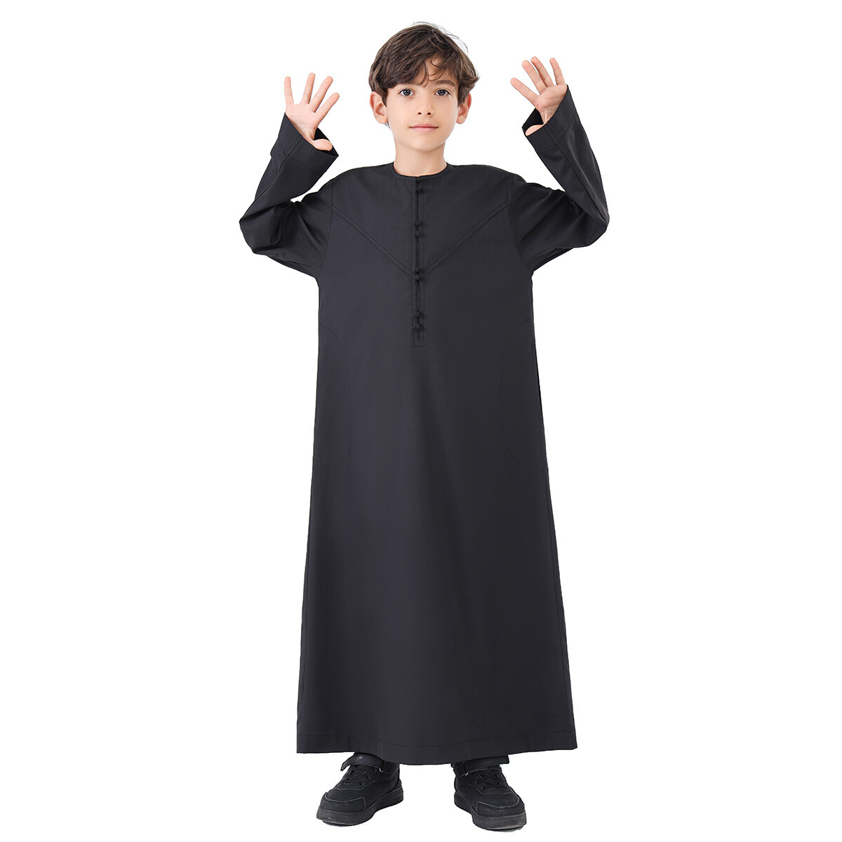 Dubai Kids Boys Long Sleeve Abaya Robes Saudi Jubba Thobe Daffah Dishdash Kaftan