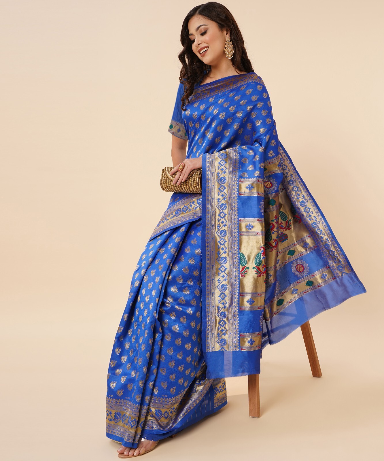 Areca Designer Paithni Brocade Mor saree blouses women Saree Cut – 5.5 Meter