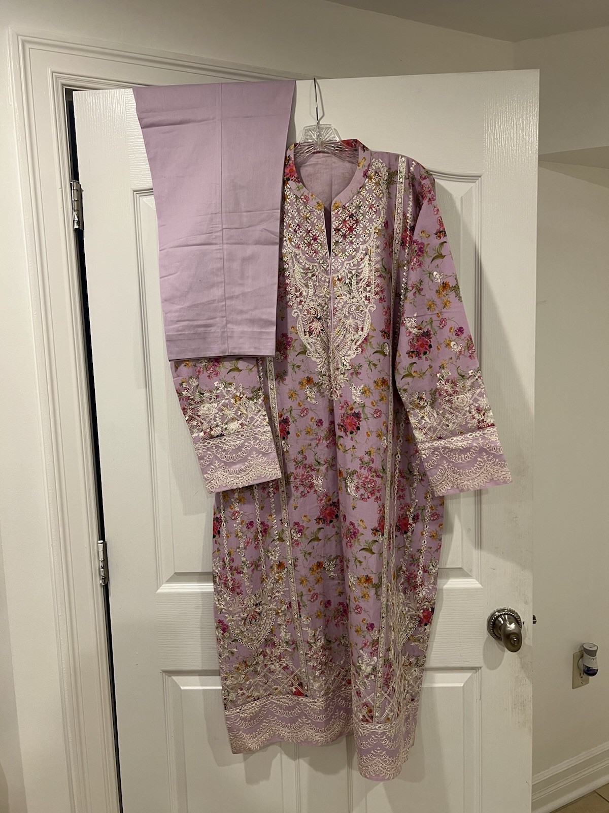 KANWAL MALIK’s Lawn Embroidered Dress With Printed Chiffon Dupatta
